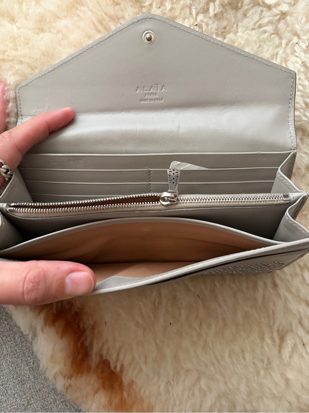 Alaïa Gray Studded Envelope Wallet - Picture 5 of 6